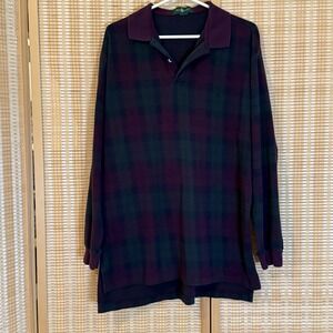 Hunt‎ Club Mens L Sweater Plaid Purple Green Preppy Office Workwear Academic